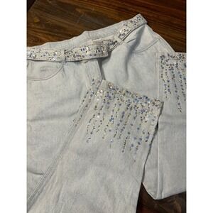 Together Embellished‎ Jeans Light Wash Beaded Woman's Size 14